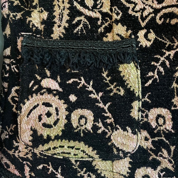 CHICO’S Fringed Tapestry Blazer, Black Pink Paisley (Size 1) 8 Medium M - Picture 6 of 10